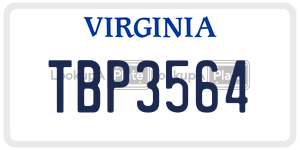 TBP3564 license plate in Virginia