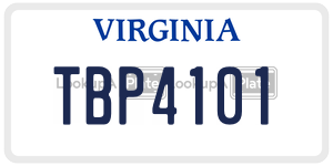 TBP4101  license plate in VA