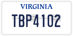 TBP4102  license plate in VA