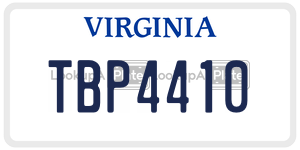 TBP4410  license plate in VA