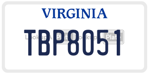 TBP8051  license plate in VA