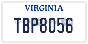 TBP8056  license plate in VA
