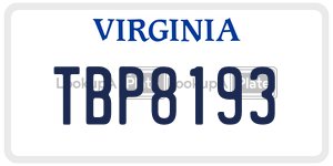 TBP8193  license plate in VA