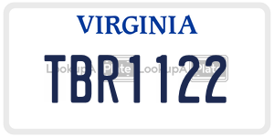 TBR1122  license plate in VA
