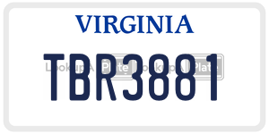 TBR3881  license plate in VA