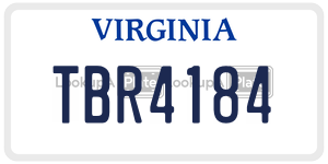 TBR4184 license plate in Virginia
