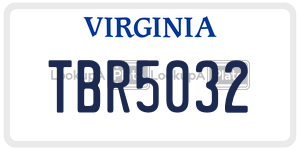 TBR5032 license plate in Virginia