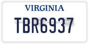 TBR6937 license plate in Virginia