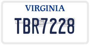 TBR7228  license plate in VA
