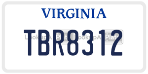 TBR8312  license plate in VA