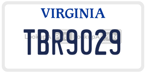 TBR9029  license plate in VA