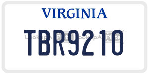 TBR9210  license plate in VA