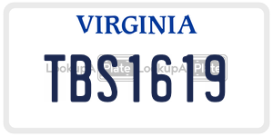 TBS1619  license plate in VA