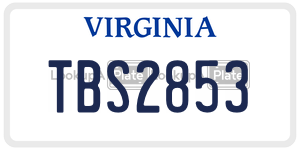 TBS2853  license plate in VA