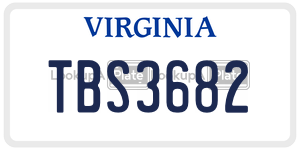 TBS3682 license plate in Virginia