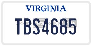 TBS4685  license plate in VA