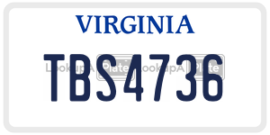 TBS4736  license plate in VA