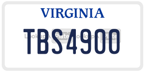 TBS4900 license plate in Virginia