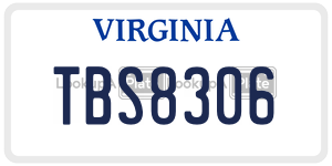 TBS8306 license plate in Virginia