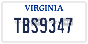 TBS9347  license plate in VA