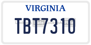 TBT7310  license plate in VA