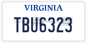 TBU6323  license plate in VA