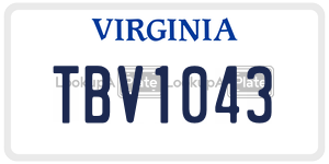TBV1043  license plate in VA