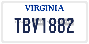 TBV1882  license plate in VA
