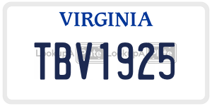 TBV1925  license plate in VA
