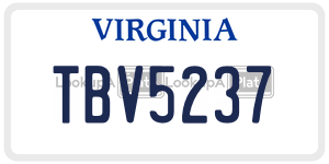 TBV5237  license plate in VA