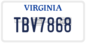 TBV7868  license plate in VA