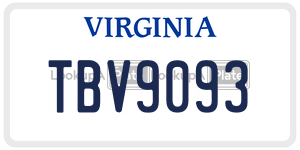 TBV9093  license plate in VA