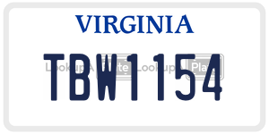 TBW1154  license plate in VA