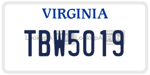 TBW5019 license plate in Virginia