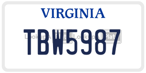 TBW5987  license plate in VA