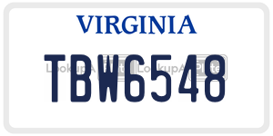 TBW6548  license plate in VA