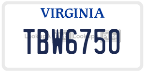 TBW6750  license plate in VA