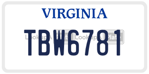 TBW6781 license plate in Virginia