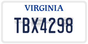 TBX4298  license plate in VA