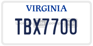 TBX7700  license plate in VA