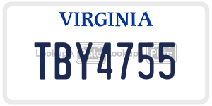 TBY4755  license plate in VA