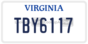 TBY6117  license plate in VA