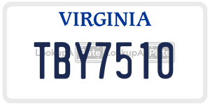 TBY7510  license plate in VA