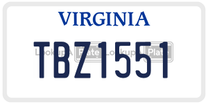 TBZ1551  license plate in VA