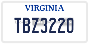 TBZ3220  license plate in VA