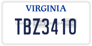 TBZ3410  license plate in VA