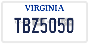 TBZ5050  license plate in VA