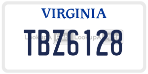 TBZ6128 license plate in Virginia