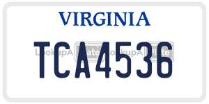 TCA4536  license plate in VA