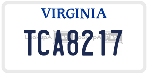 TCA8217  license plate in VA